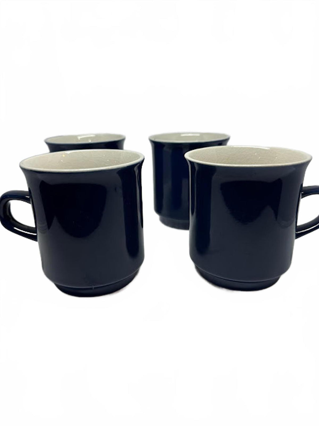 Vintage Japan Blue Stoneware Mugs Set of 4