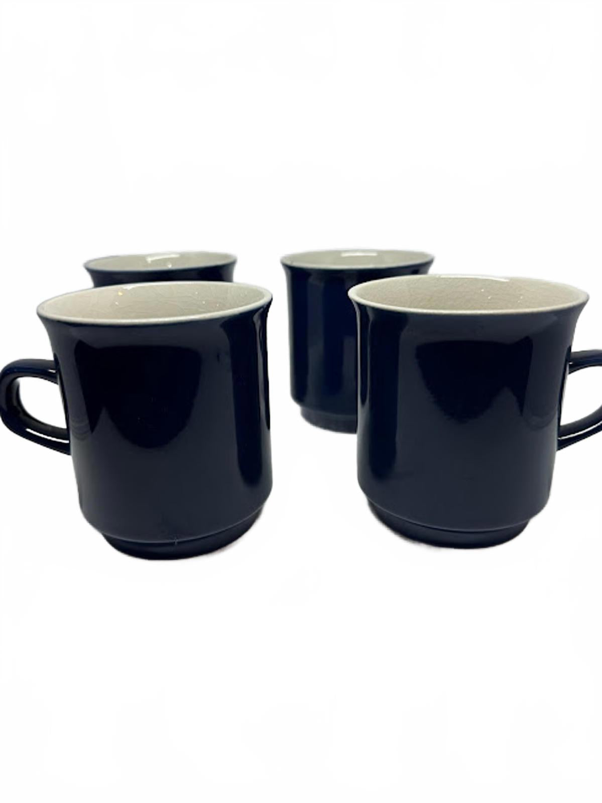 Vintage Japan Blue Stoneware Mugs Set of 4