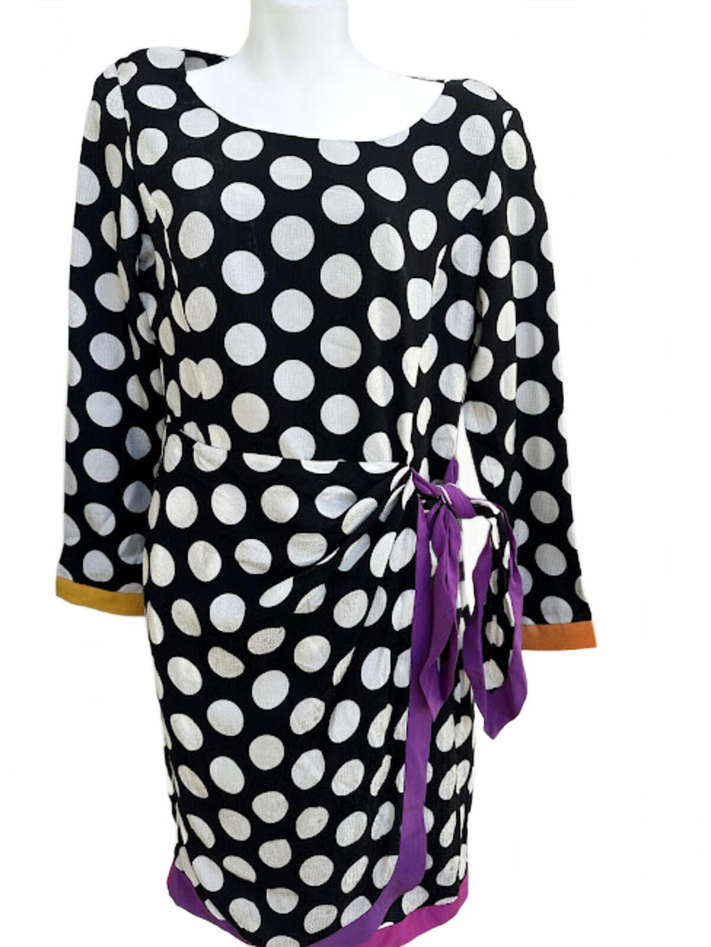 Vintage Silk Polka Dot Wrap Dress Size 8