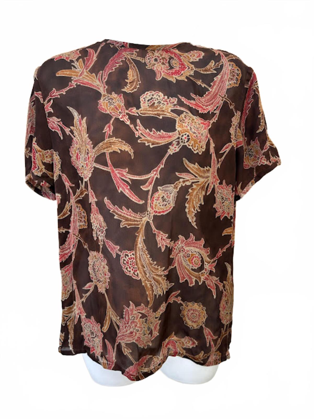 Linda Allard Ellen Tracy Silk Floral Blouse