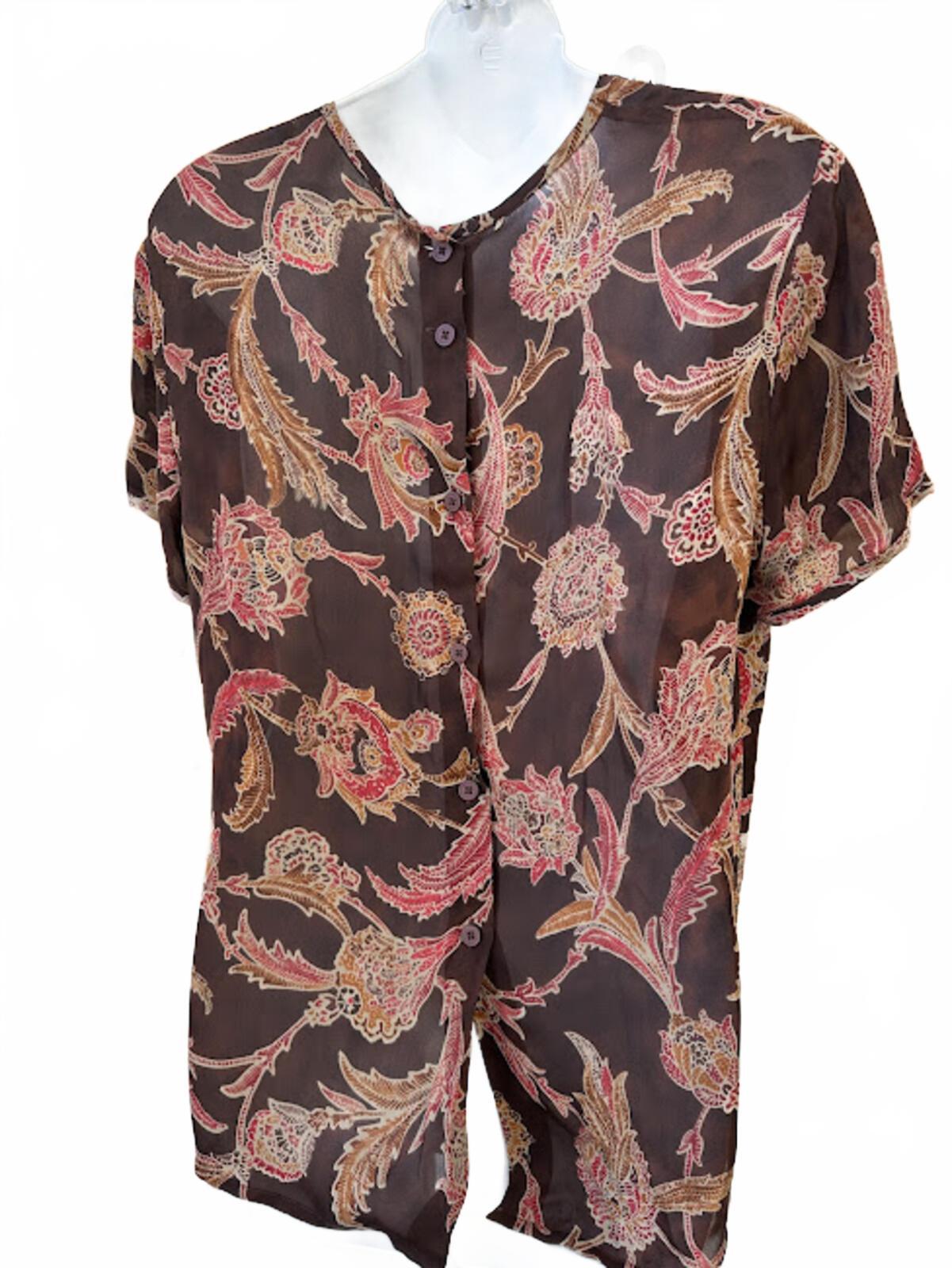 Linda Allard Ellen Tracy Silk Floral Blouse