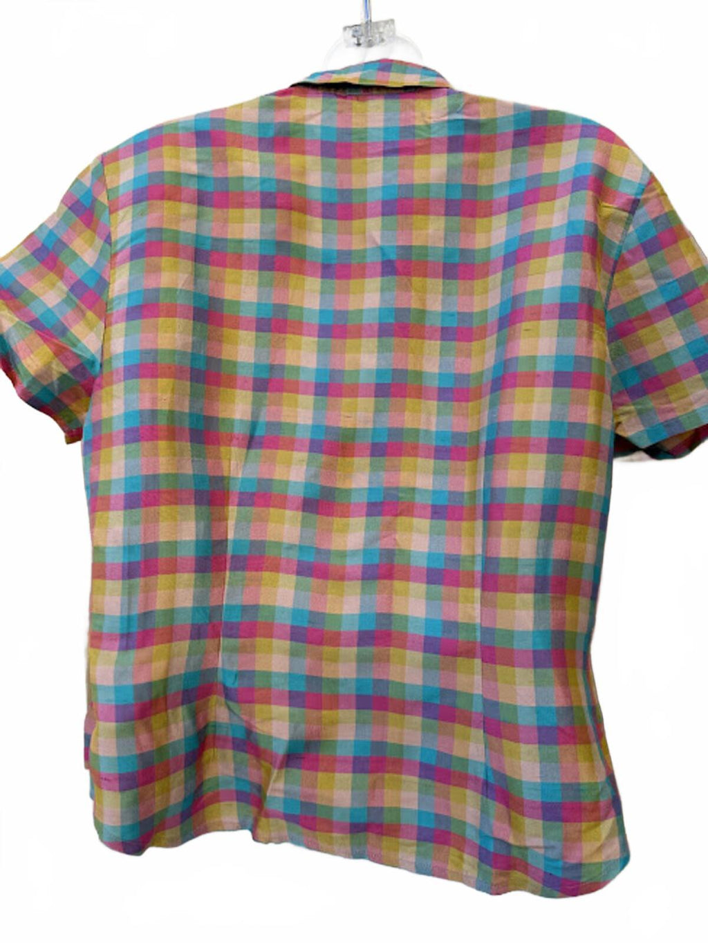 VTG THS Silk Multicolor Check Blouse Sz 10