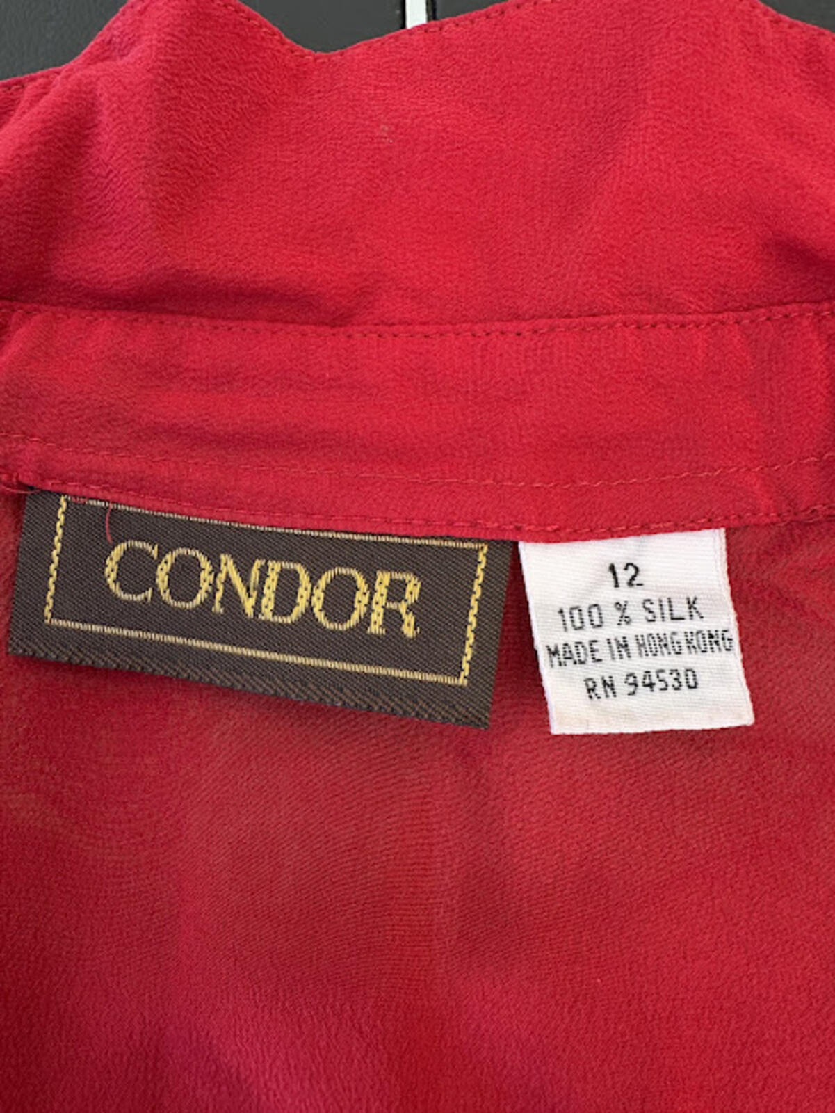 Condor Silk Ruffle Blouse Red Vintage Size 12