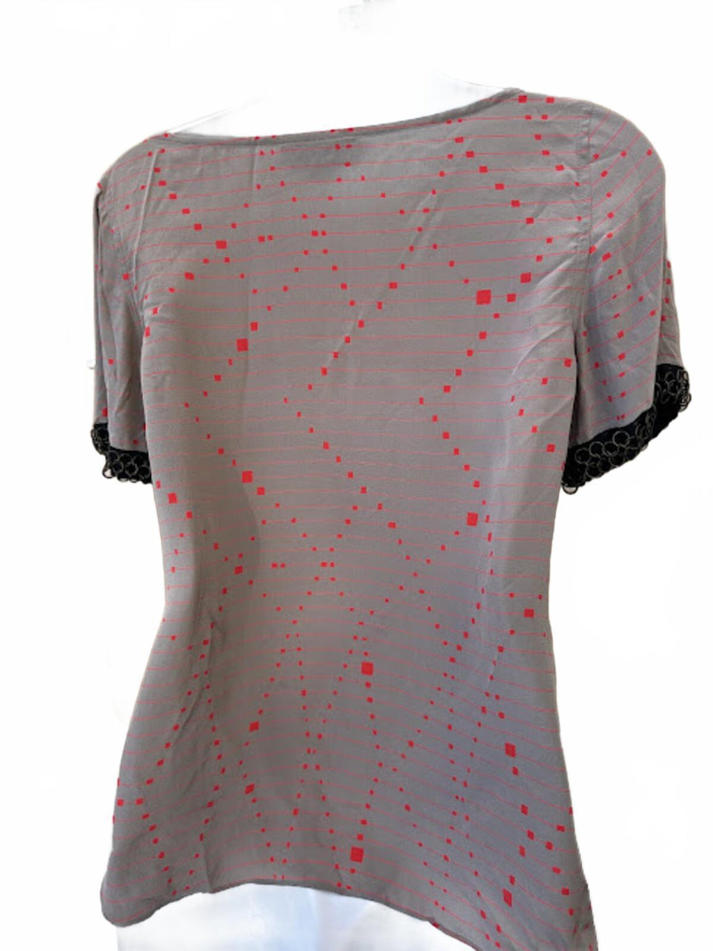 Vena Cava Silk Blouse Sheer Print Gray Size 2