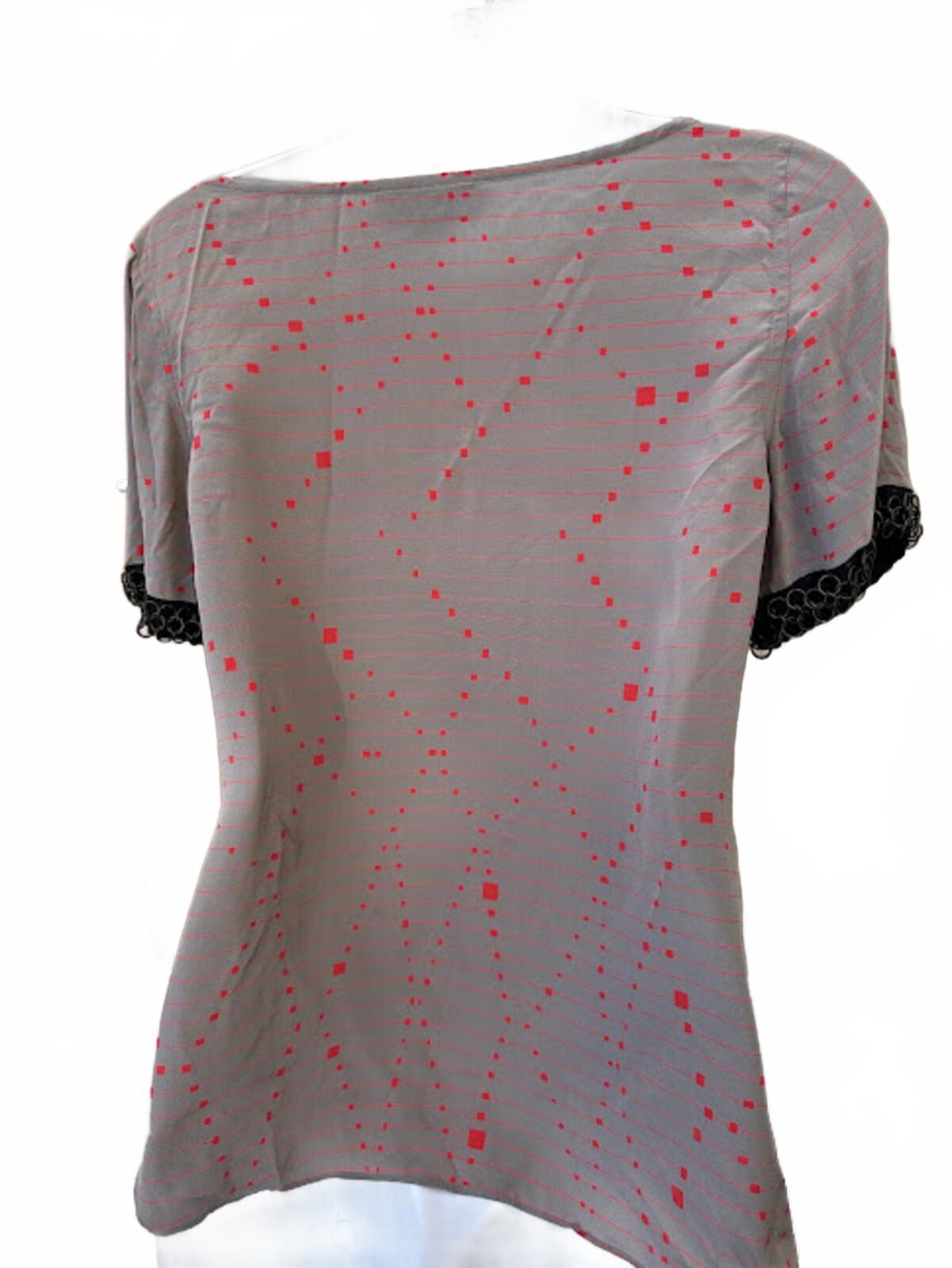 Vena Cava Silk Blouse Sheer Print Gray Size 2