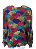 Loretta Pierce Silk Blouse Abstract Print 16