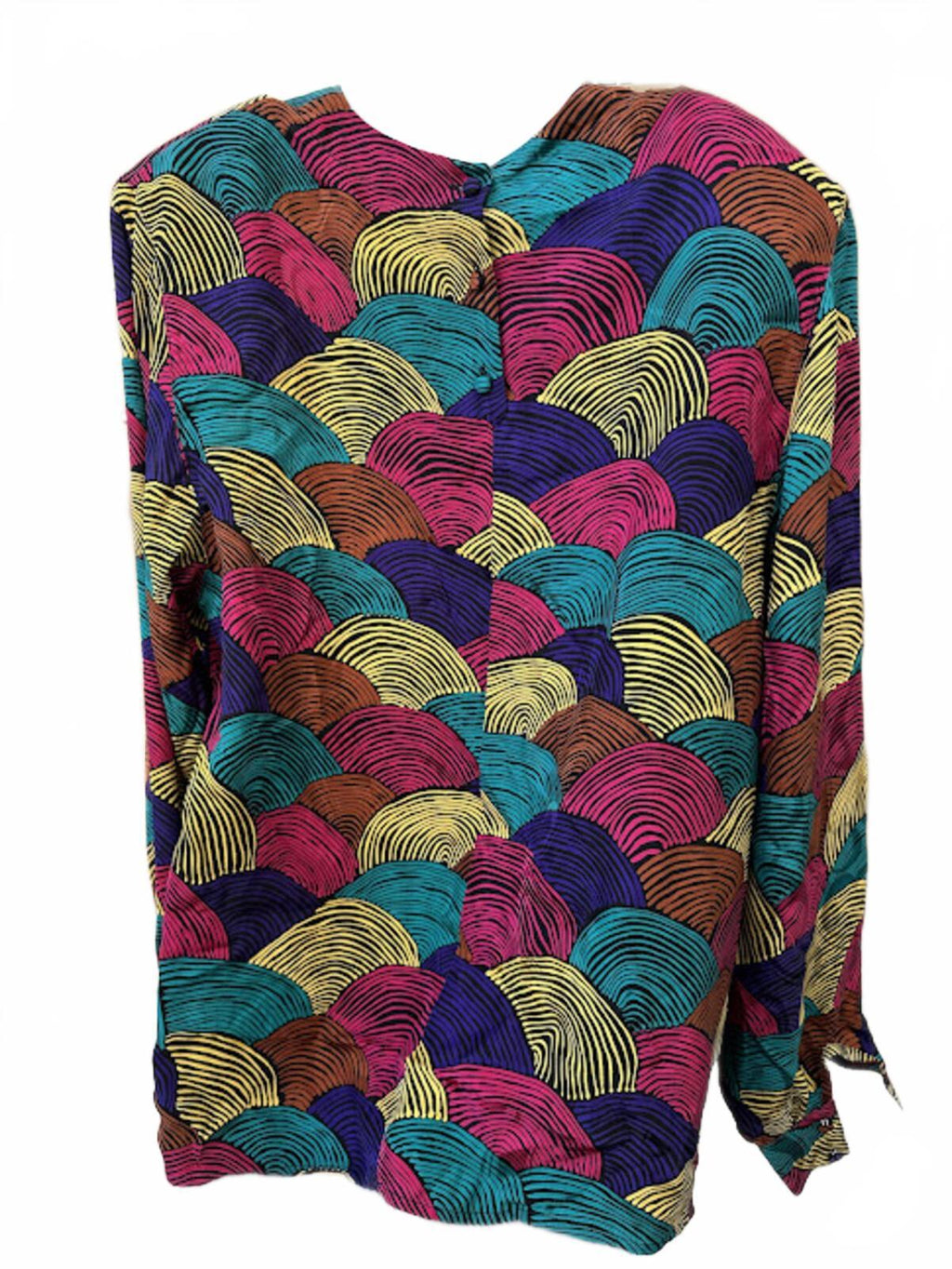 Loretta Pierce Silk Blouse Abstract Print 16