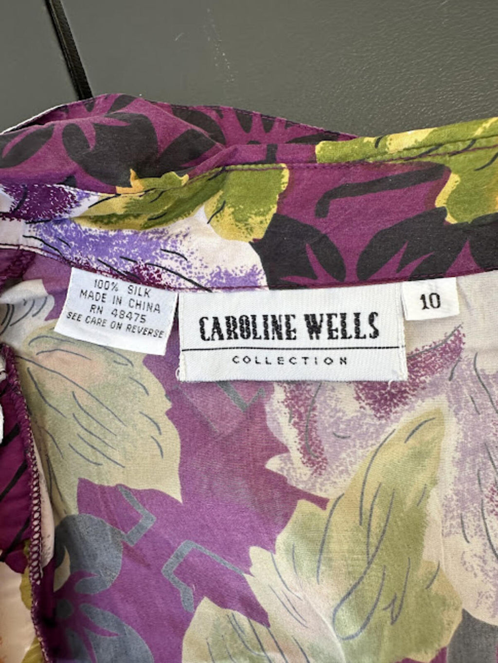 Caroline Wells Silk Floral Dress Purple 10