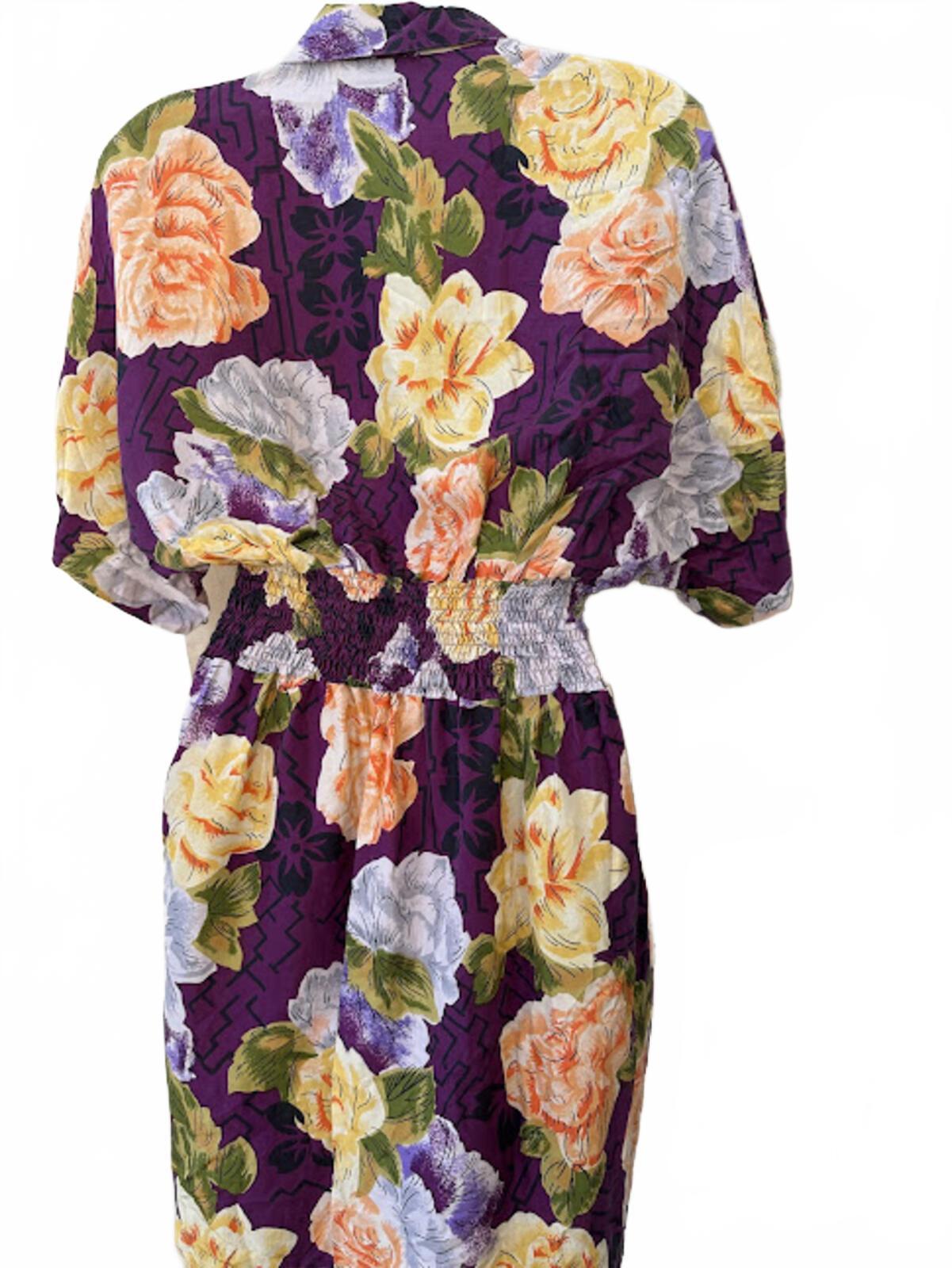 Caroline Wells Silk Floral Dress Purple 10
