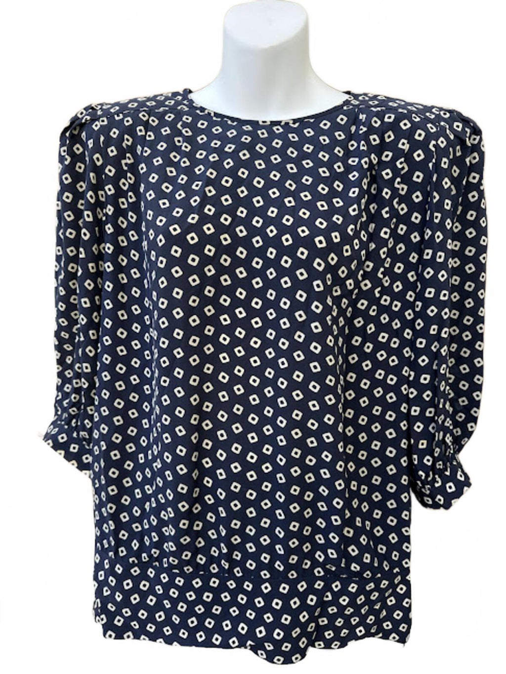 Vintage Argenti Silk Blouse Navy Geo Hong Kong 12