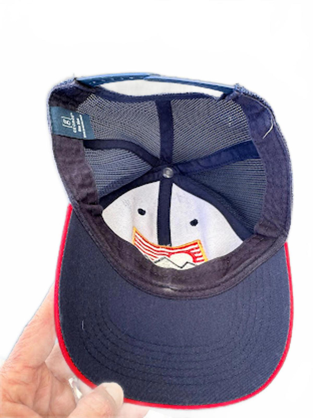 George Mountain Patch Trucker Hat Red Blue