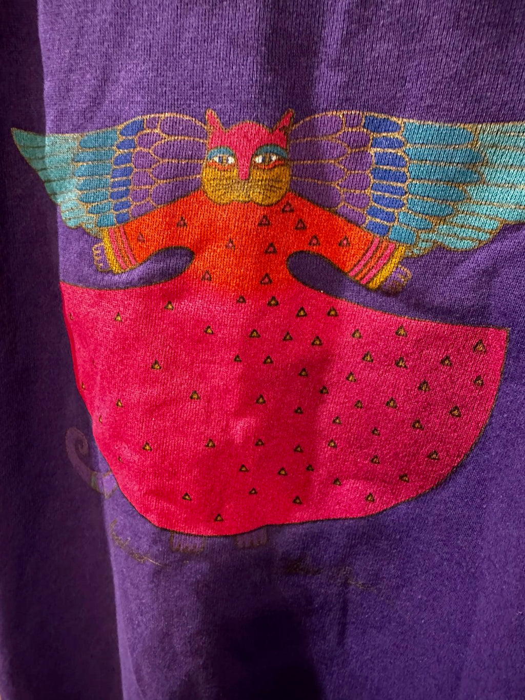 Vintage Laurel Burch 1987 Purple Cat Sweatshirt XL USA