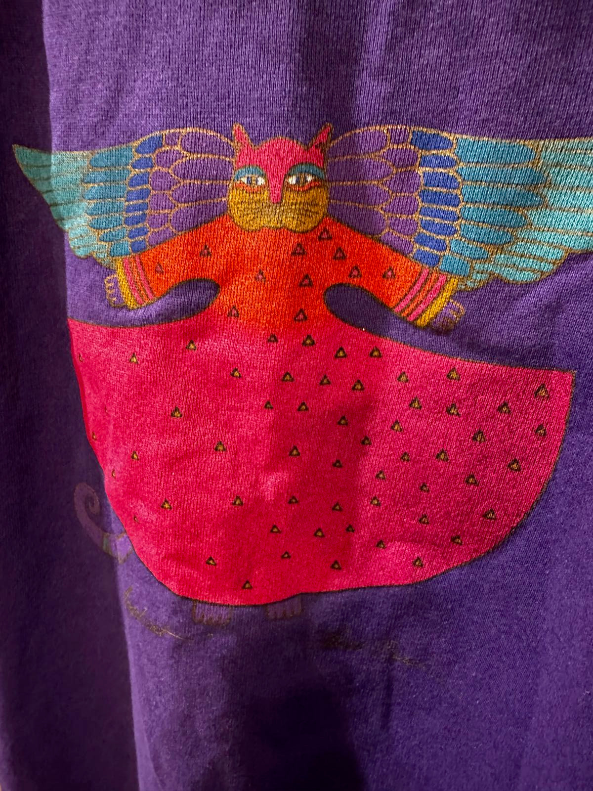 Vintage Laurel Burch 1987 Purple Cat Sweatshirt XL USA