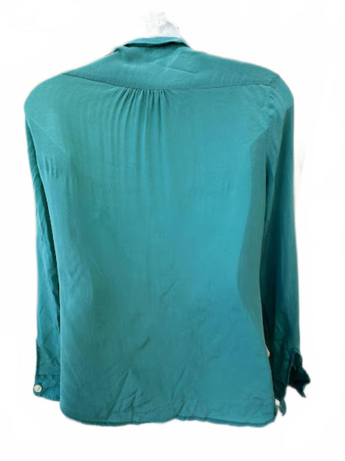 Banana Republic Silk Button Blouse Teal XS