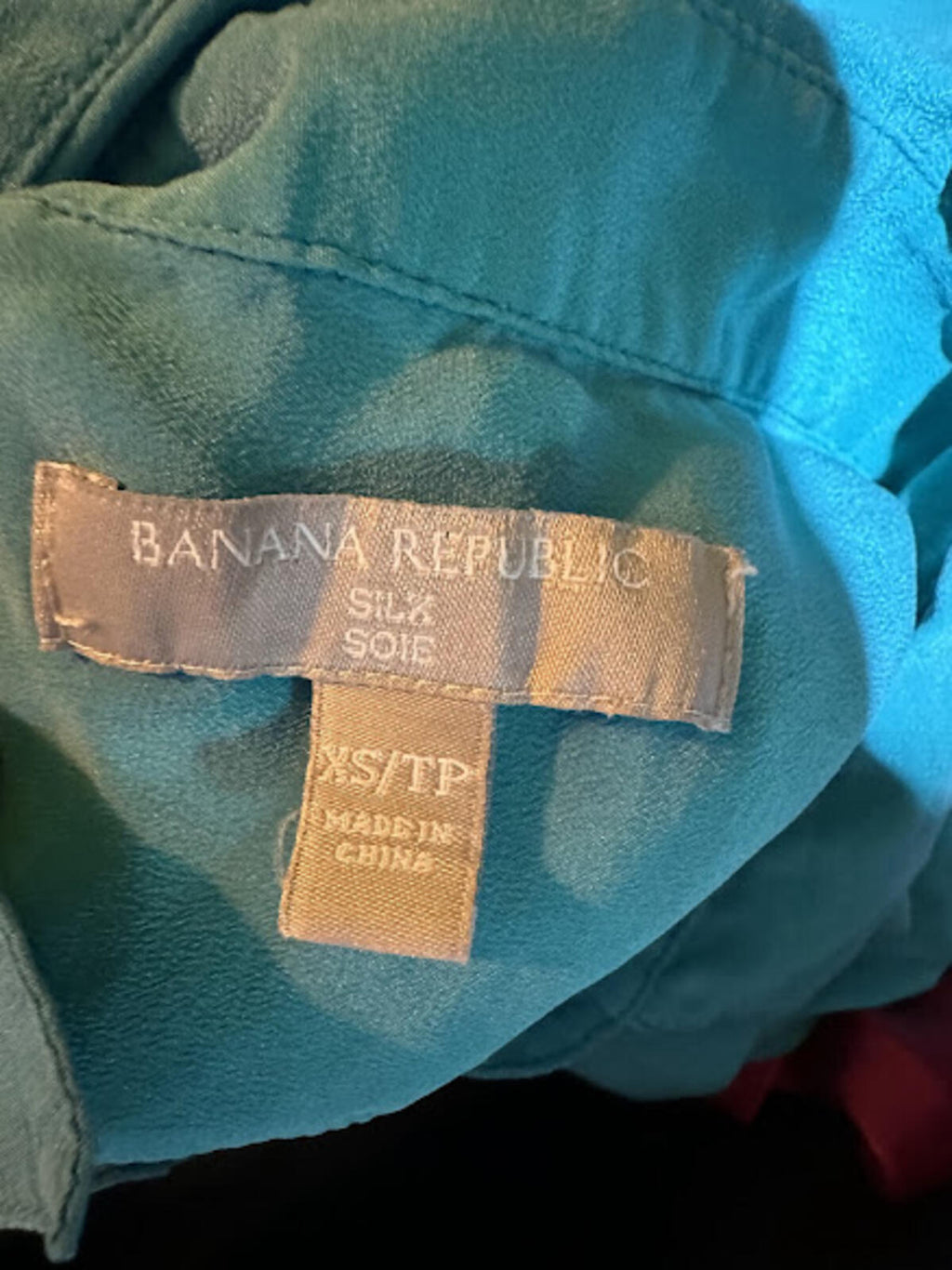 Banana Republic Silk Button Blouse Teal XS