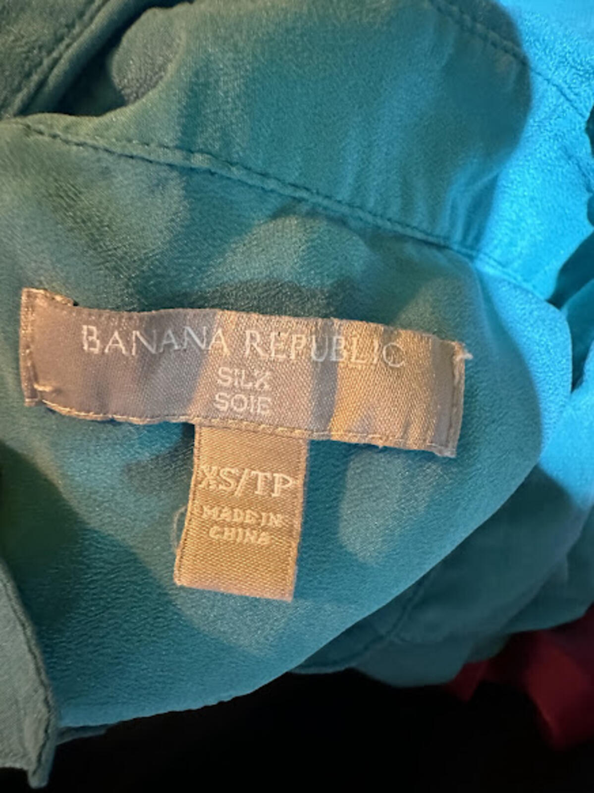 Banana Republic Silk Button Blouse Teal XS