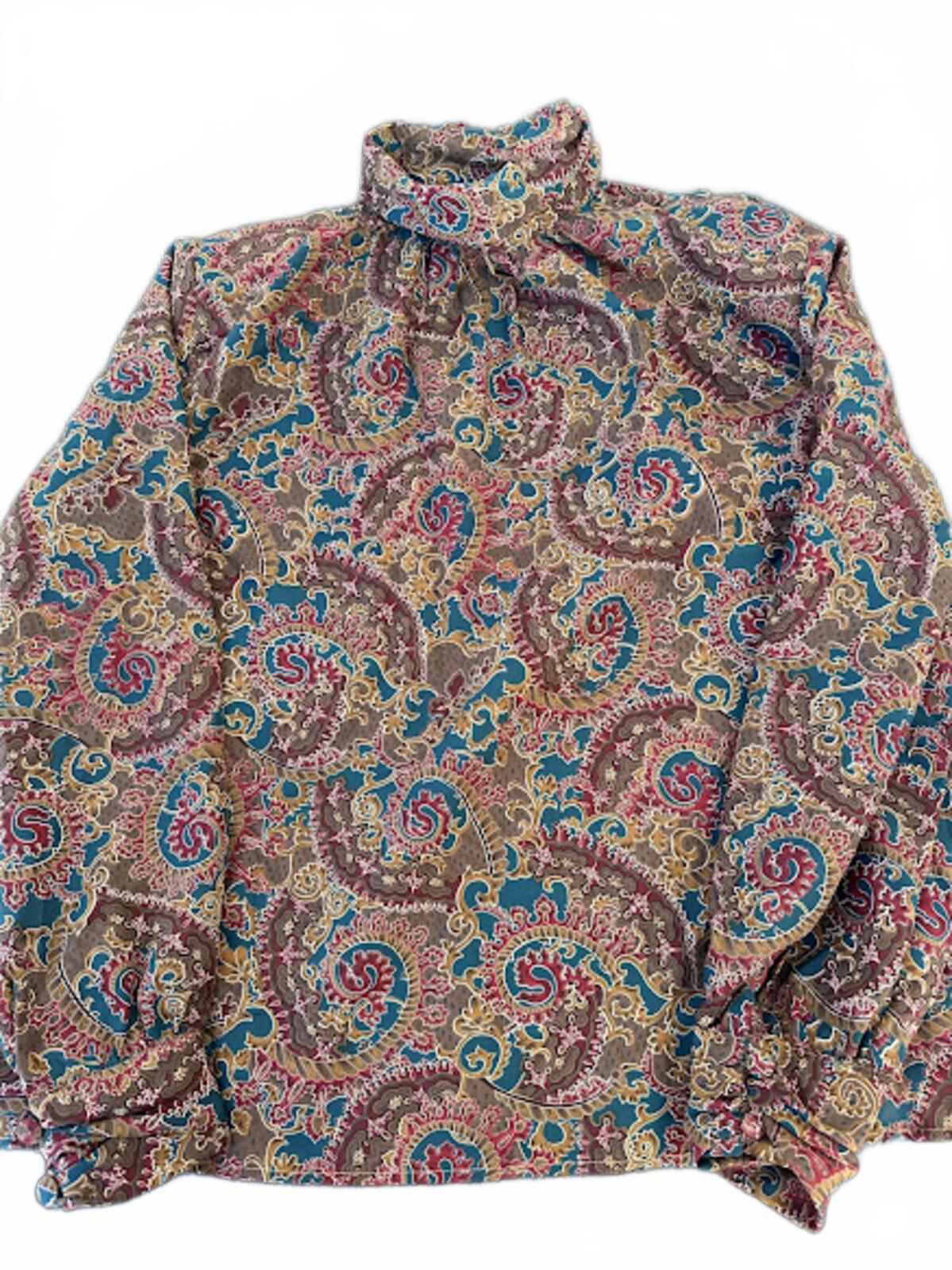Vintage Écrin Sauvage Silk Paisley Blouse USA Sz 12