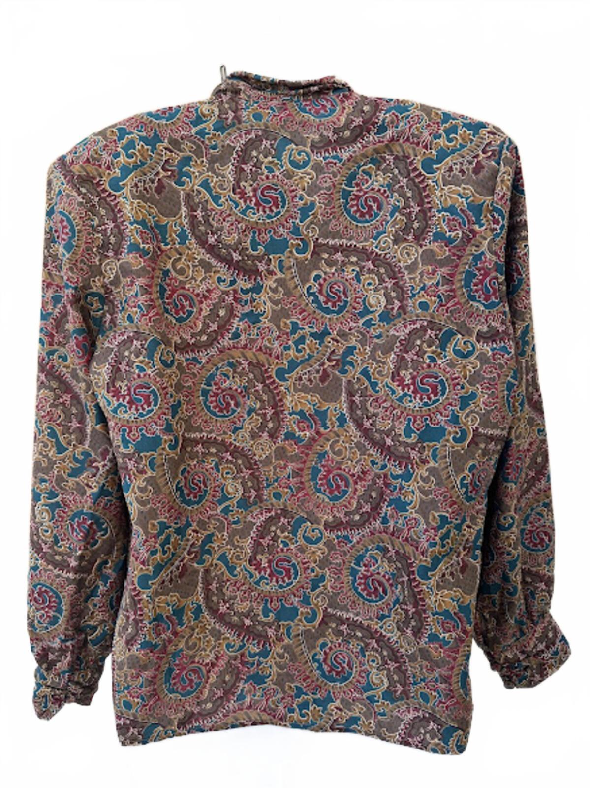 Vintage Écrin Sauvage Silk Paisley Blouse USA Sz 12