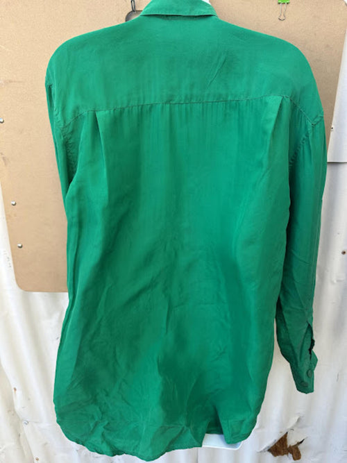 Christie & Jill Silk Button Shirt Green S
