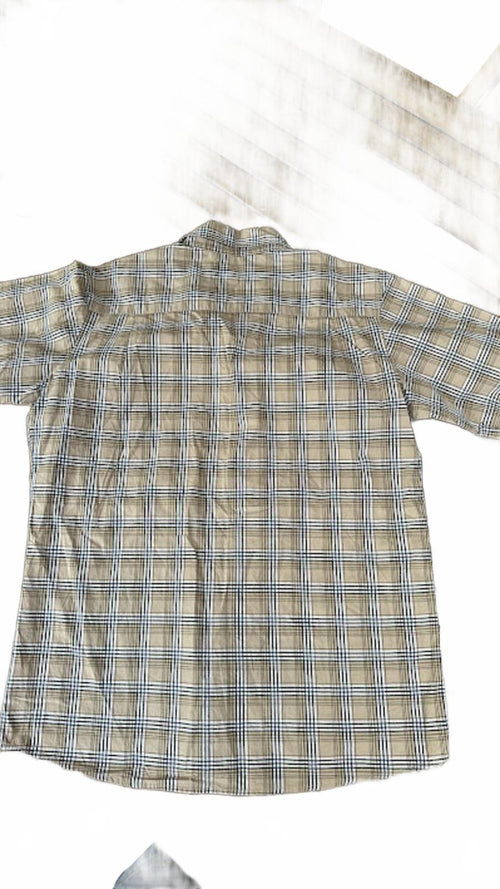 Carhartt Men’s Plaid Button Front Shirt Size L Regular Tan Brown Cotton Workwear