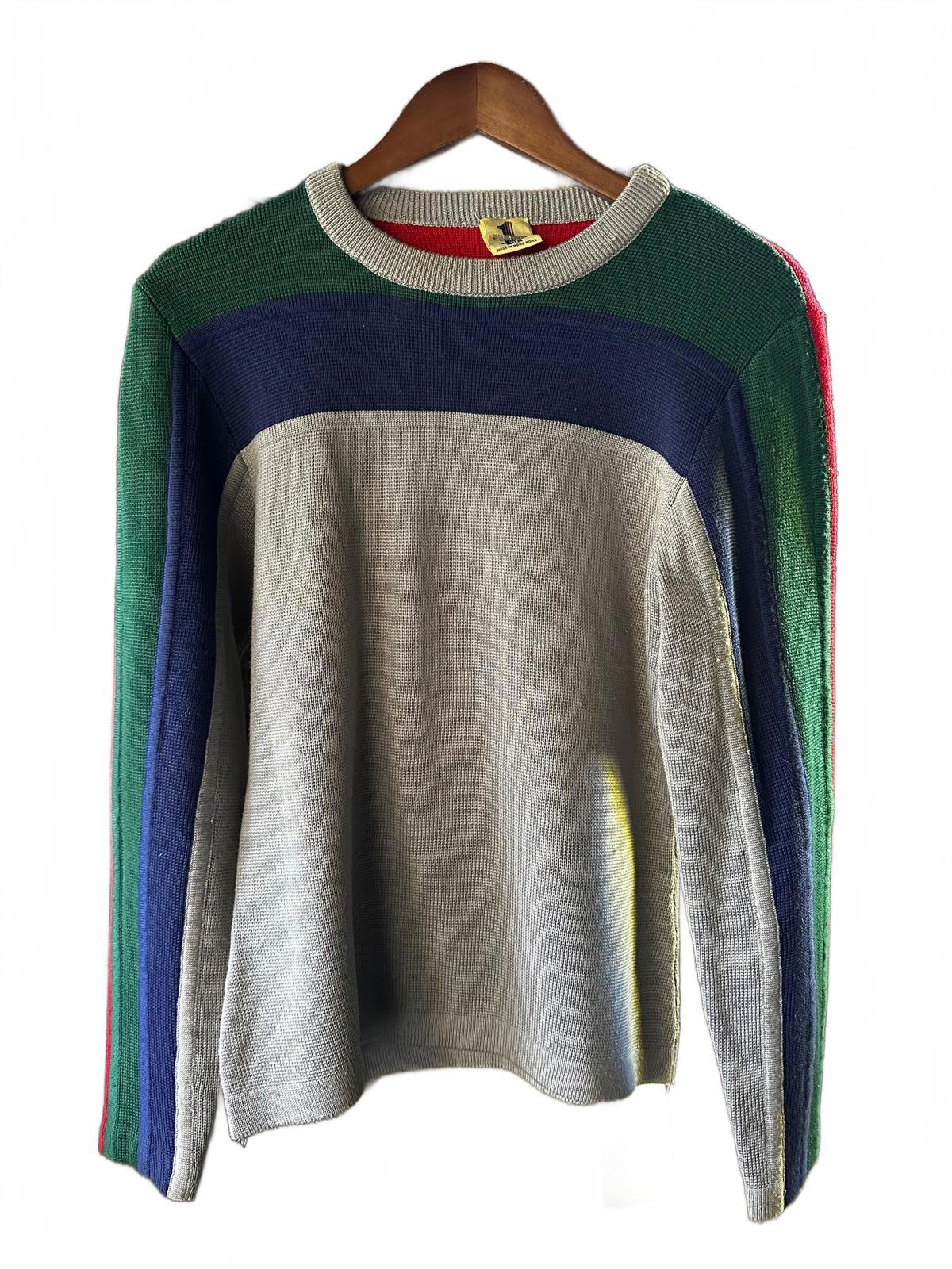 Vintage 70s Number 1 Sun Color Block Sweater Hong Kong