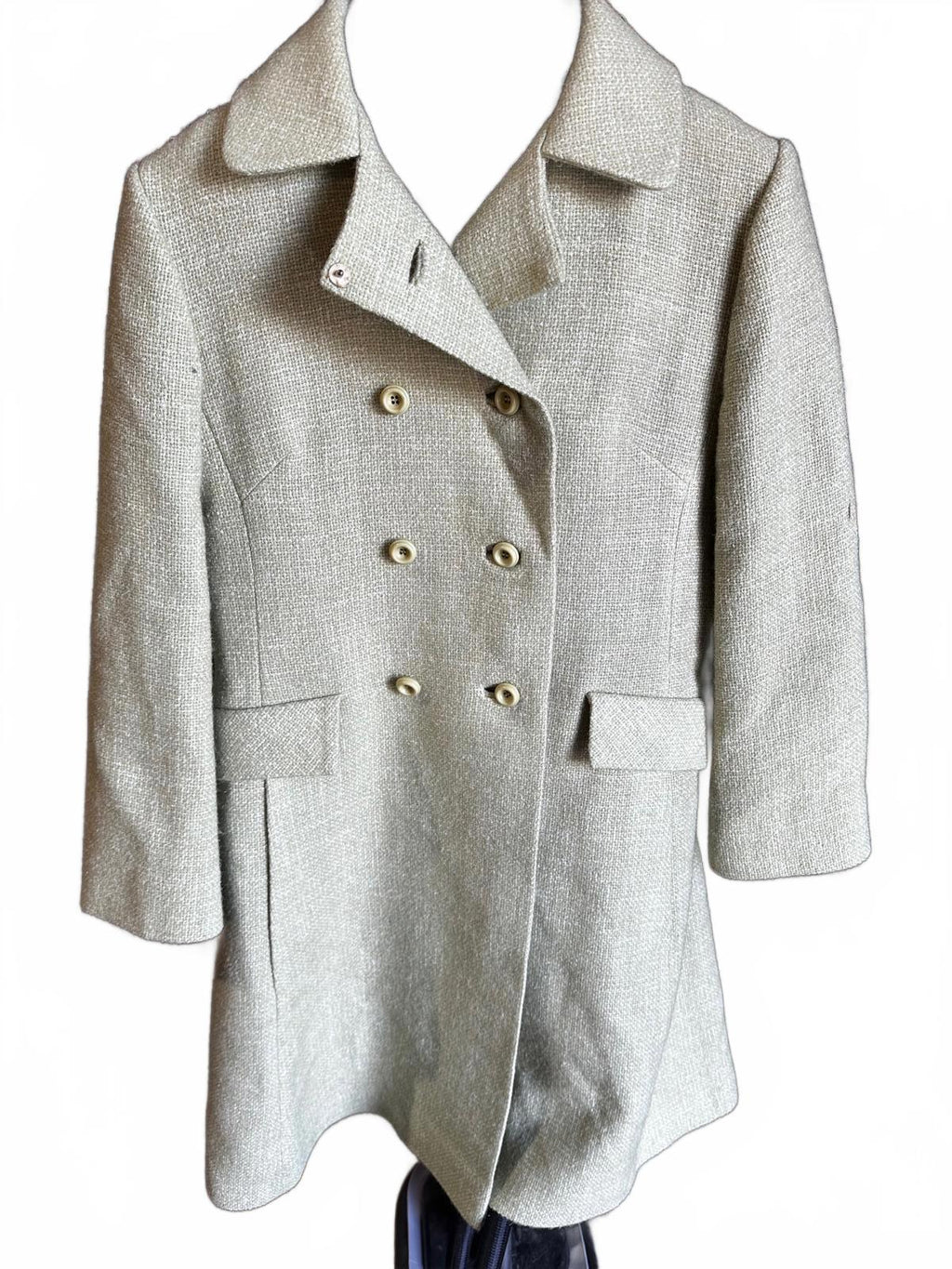 1950s Soft Green Double-Breasted Overcoat S