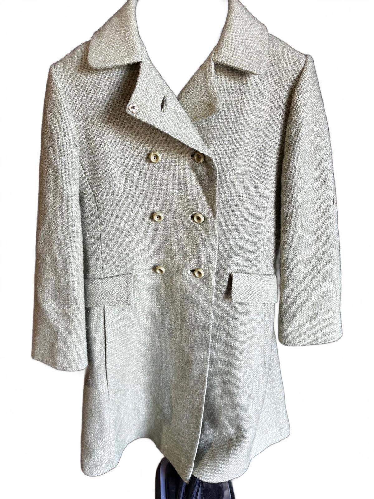 1950s Soft Green Double-Breasted Overcoat S