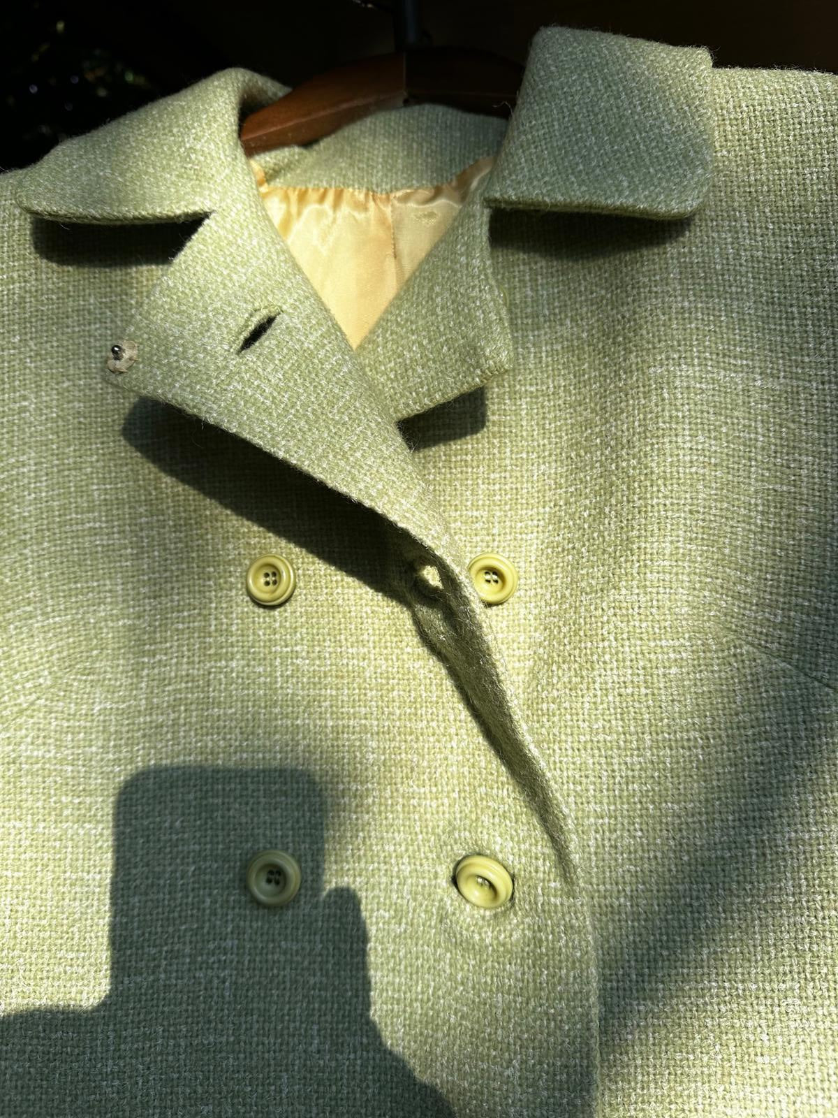 1950s Soft Green Double-Breasted Overcoat S