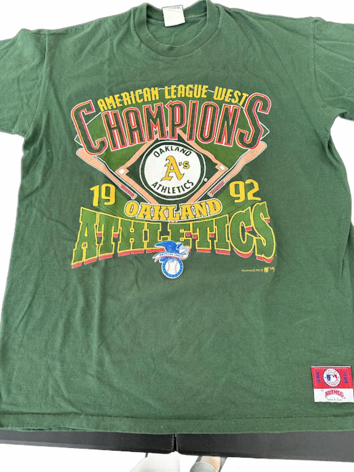 Vintage 1992 Oakland A’s Champs Nutmeg Tee L
