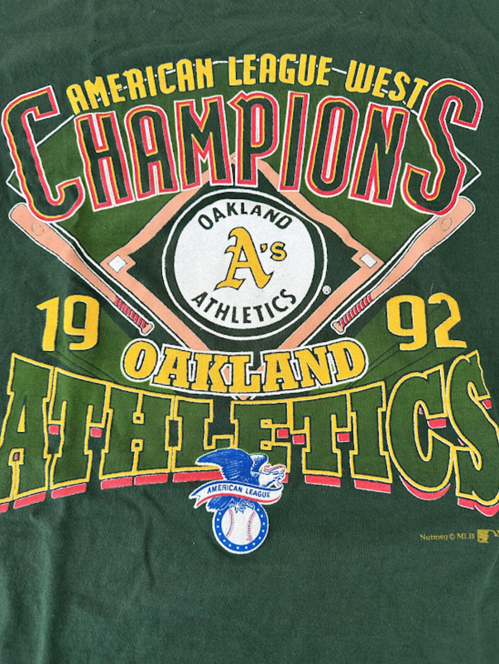 Vintage 1992 Oakland A’s Champs Nutmeg Tee L