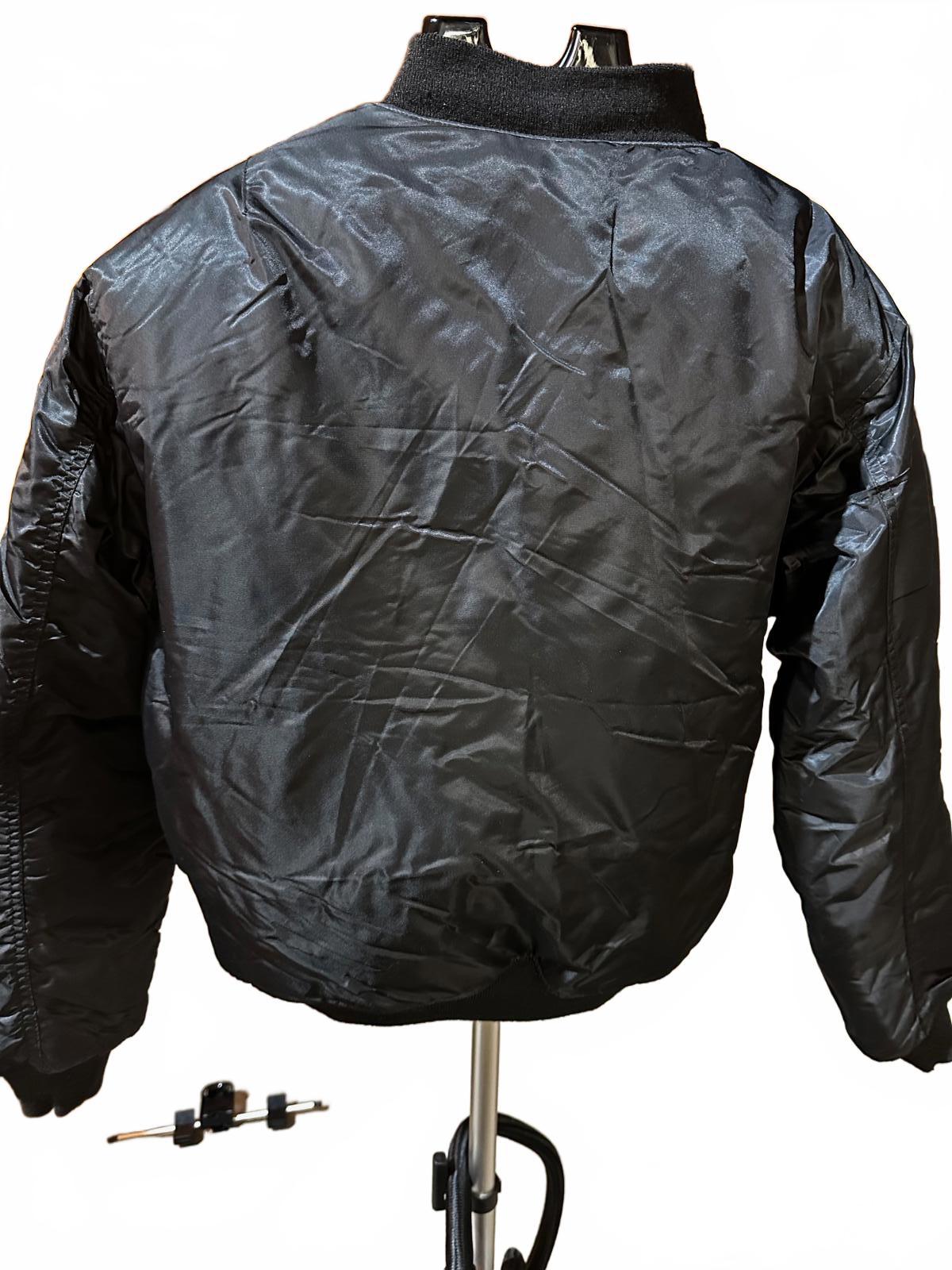 Black Bomber Jacket M Gold Zipper Orange Lining MA-1 Style
