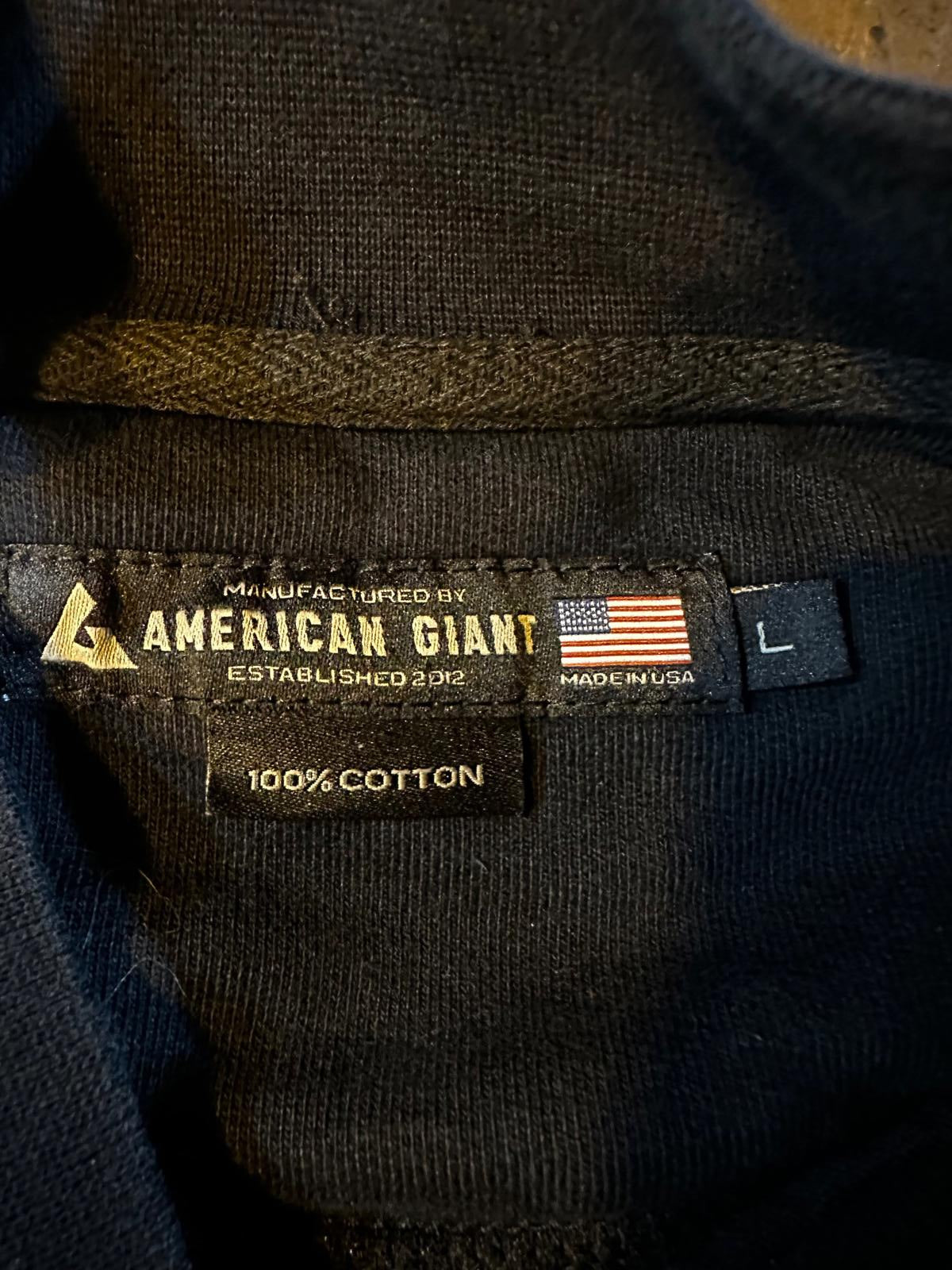 American Giant Black Snap Bomber Jacket L USA Made