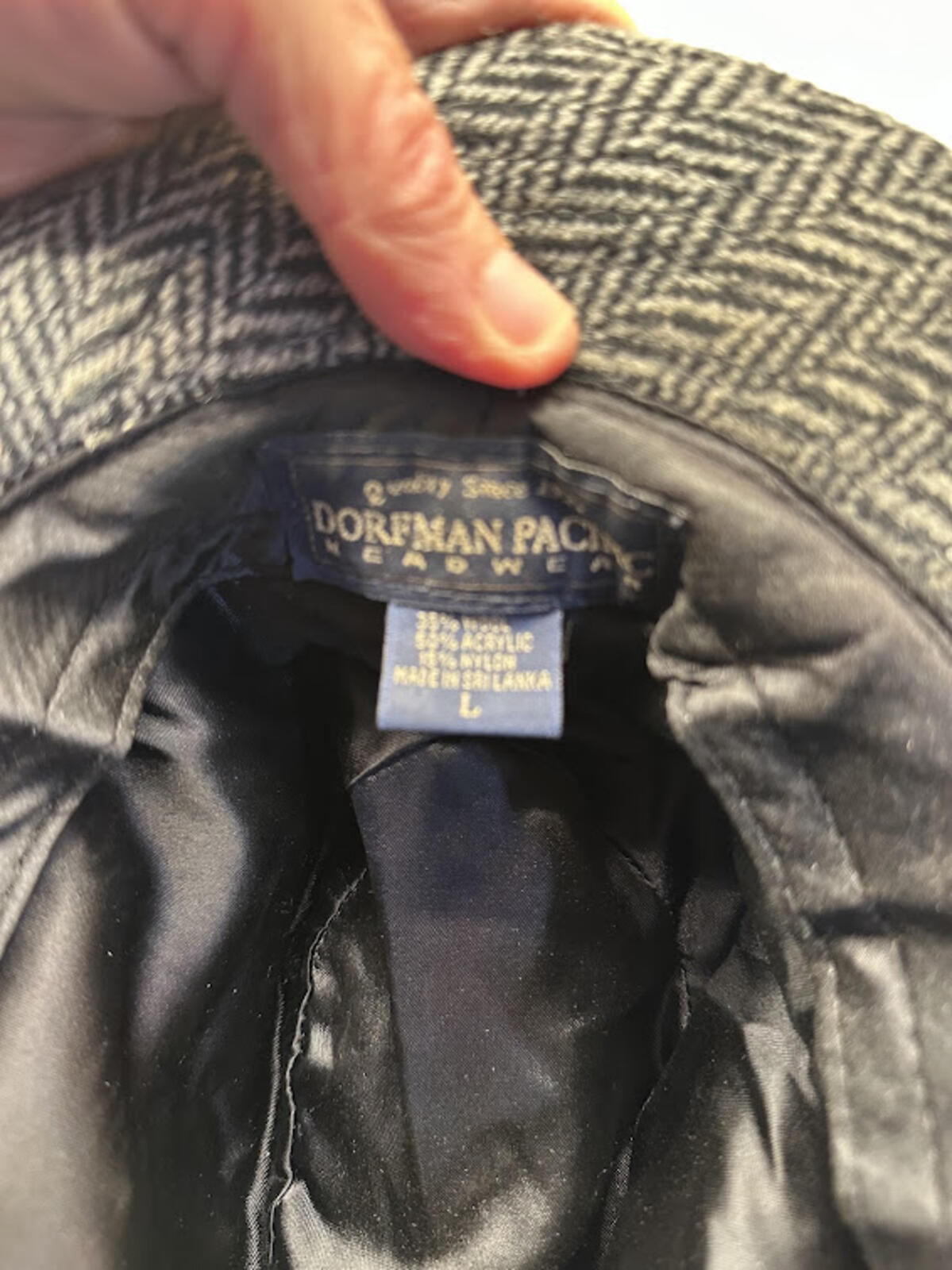 Dorfman Pacific Herringbone Wool Fedora Hat L
