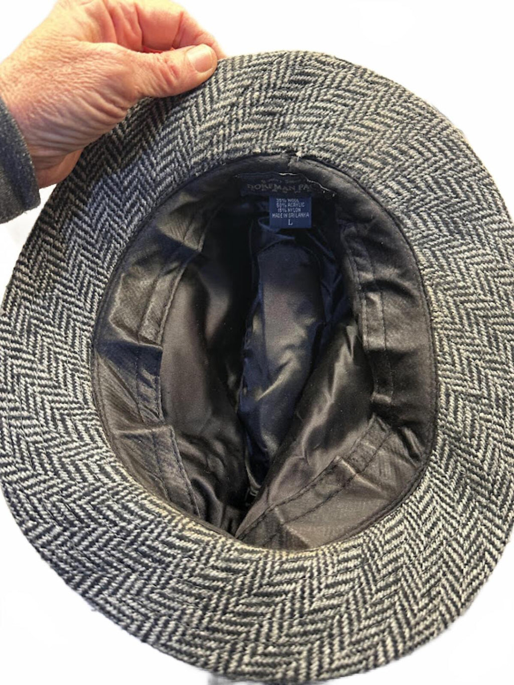 Dorfman Pacific Herringbone Wool Fedora Hat L