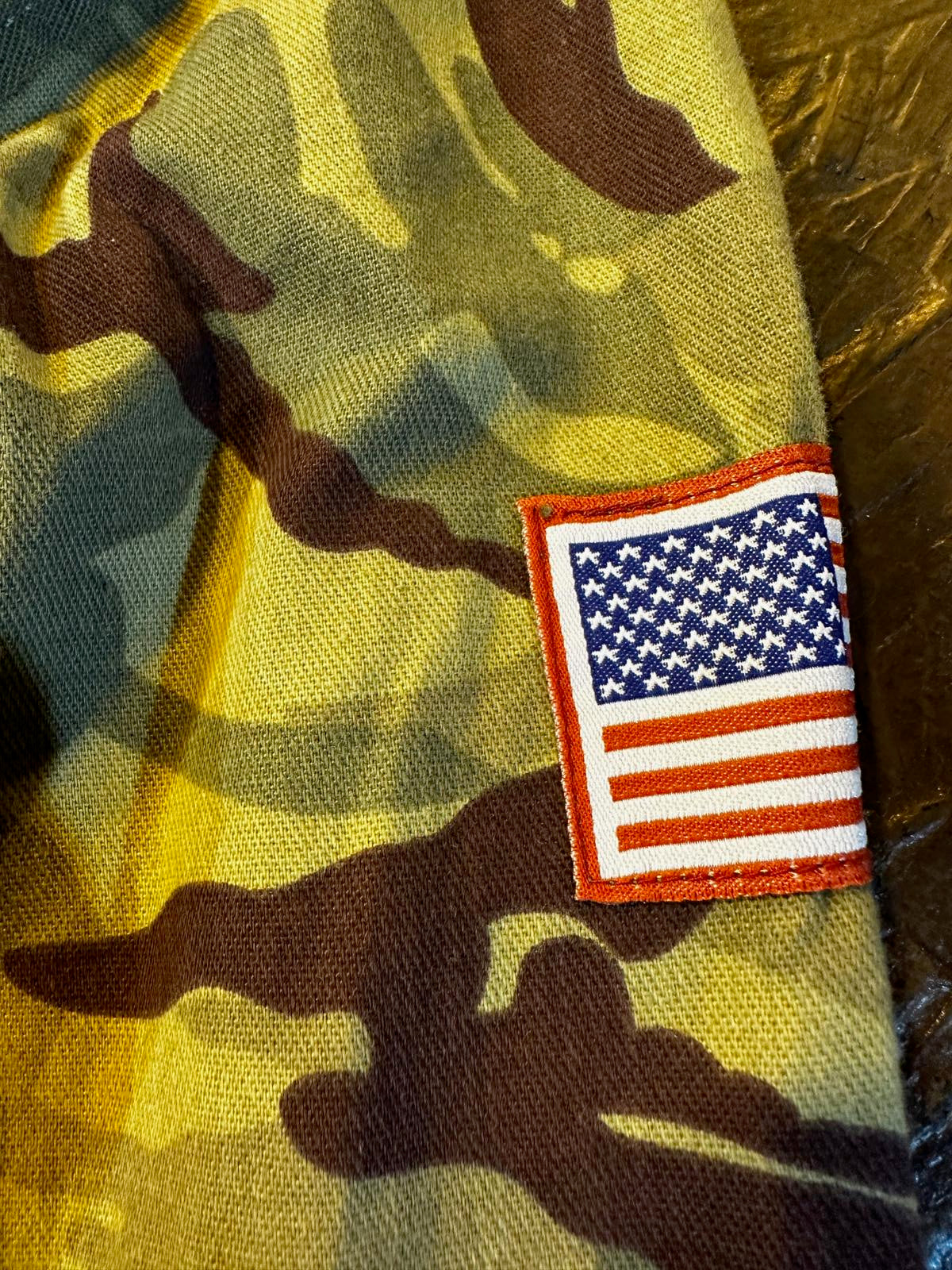 Youth Camo Field Jacket w/ US Flag Patches L 12–14