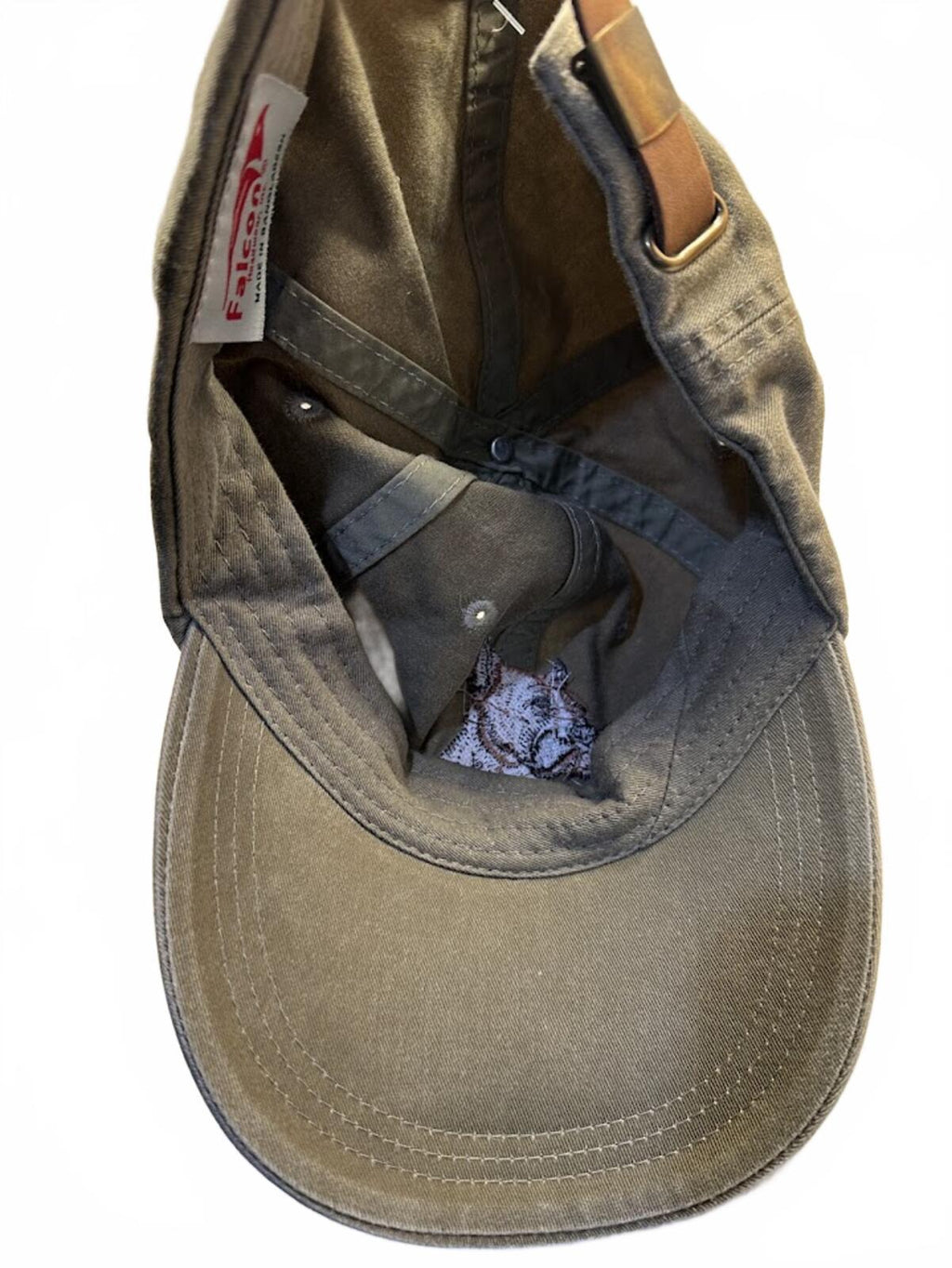 Boxer Dog Embroidered Strapback Hat Tan