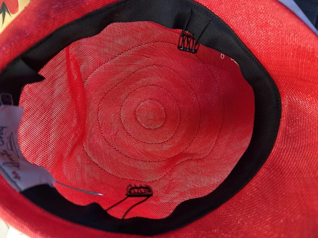 Vintage Anita Crist Red Woven Bucket Hat
