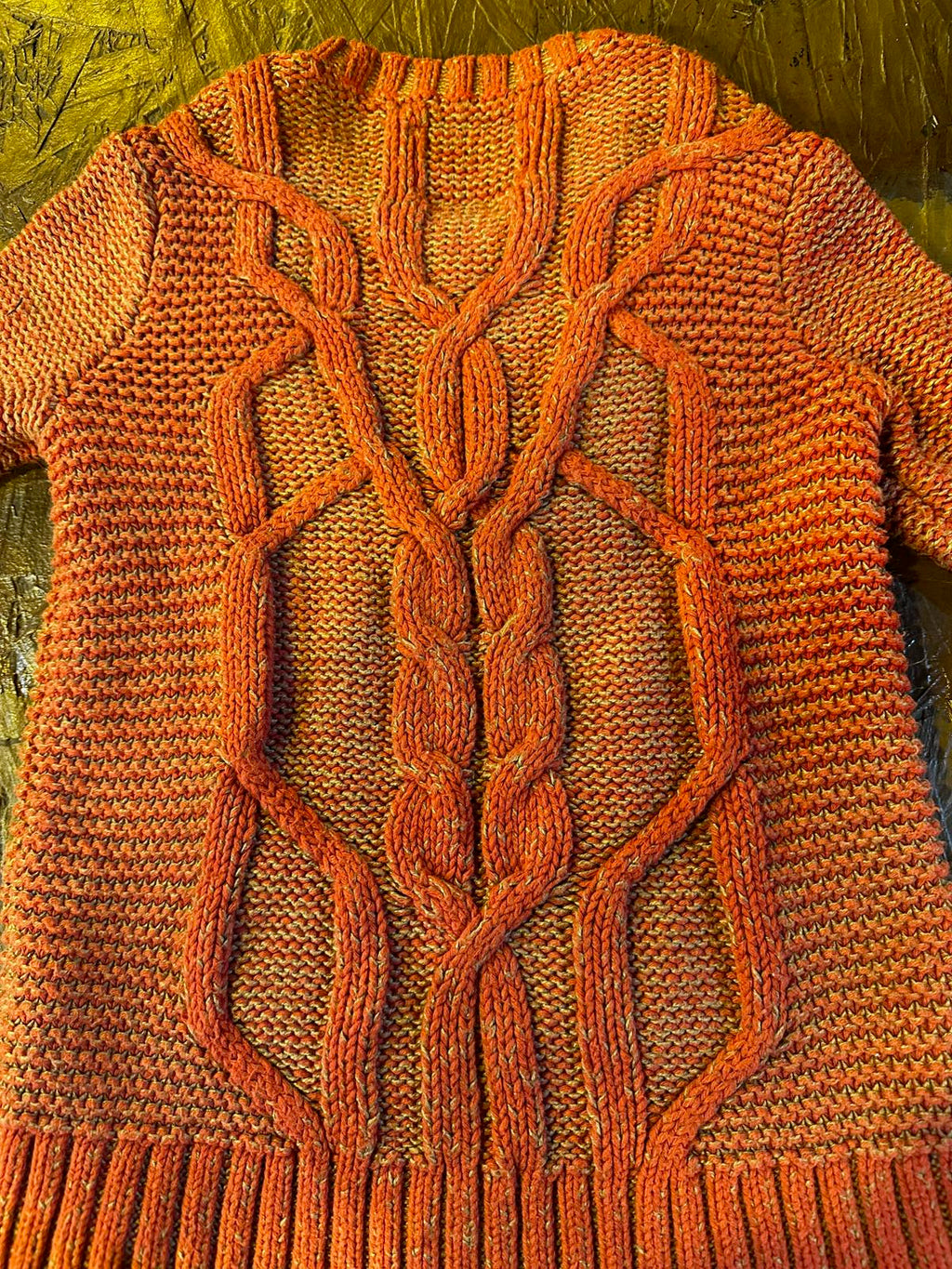 Abercrombie cable knit marled orange sweater XS