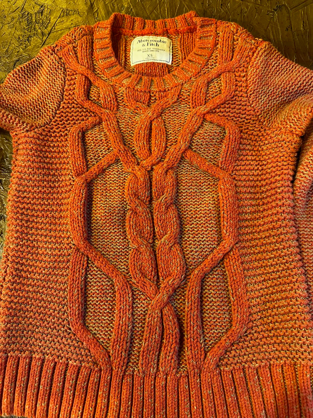 Abercrombie cable knit marled orange sweater XS