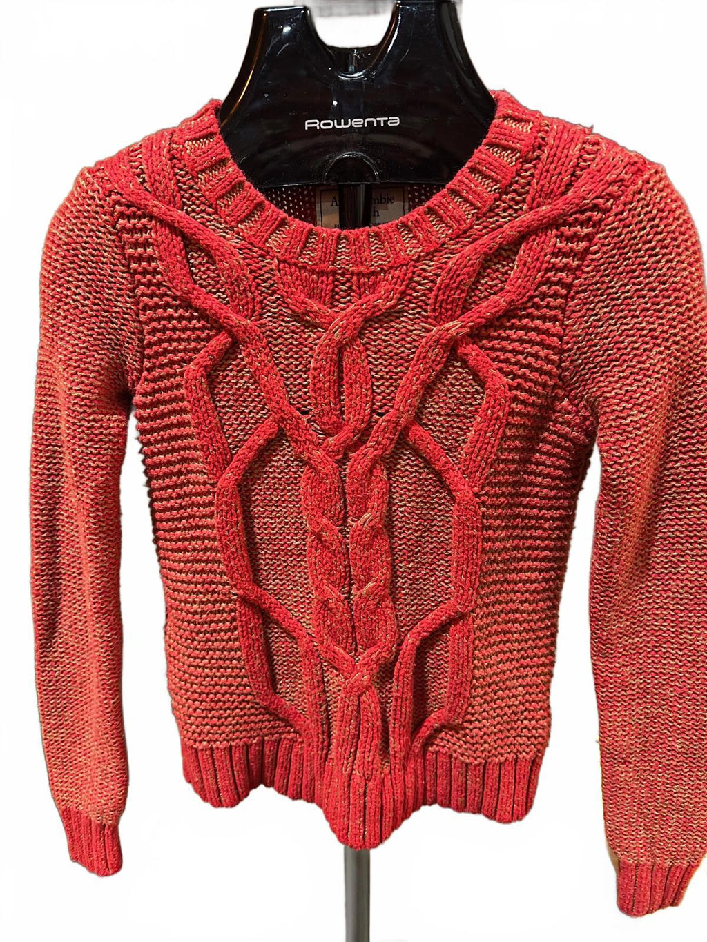 Abercrombie cable knit marled orange sweater XS