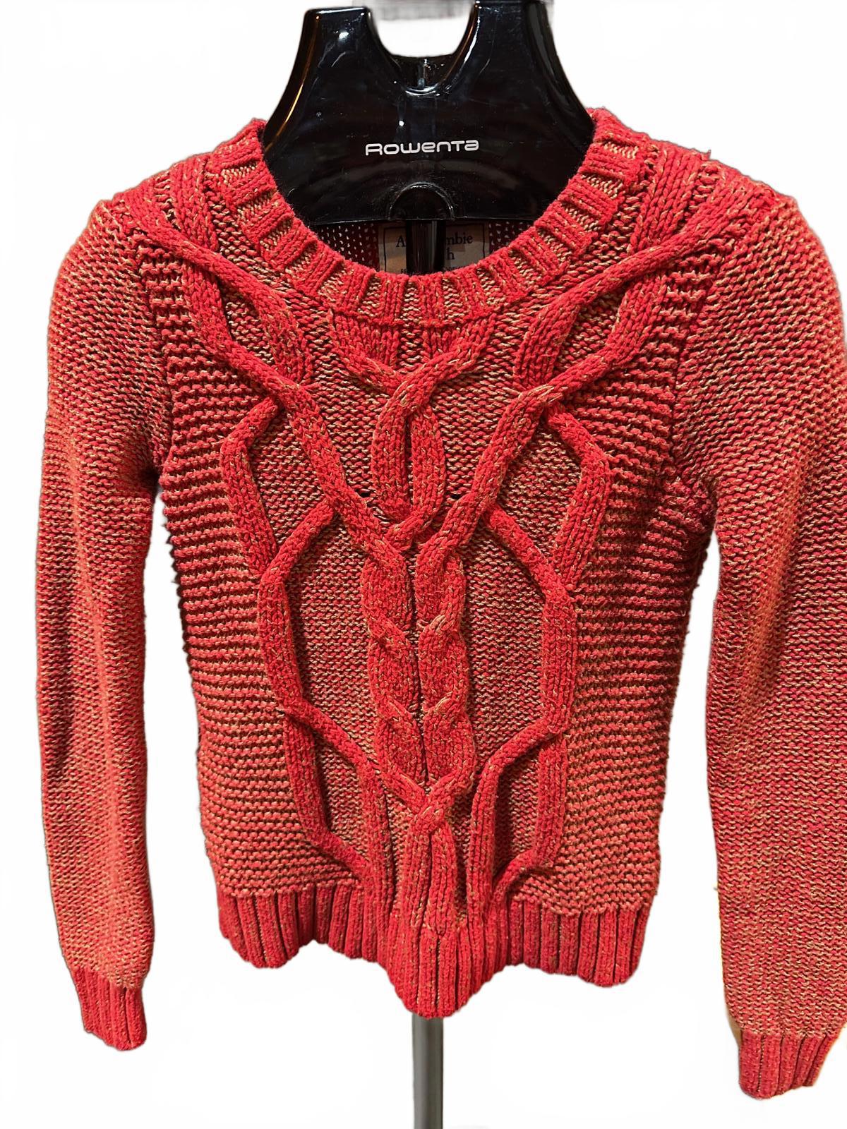 Abercrombie cable knit marled orange sweater XS