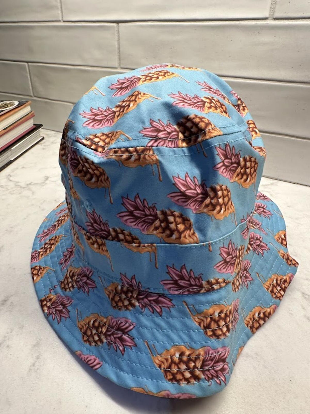 Pineapple Print Bucket Hat Blue Pink