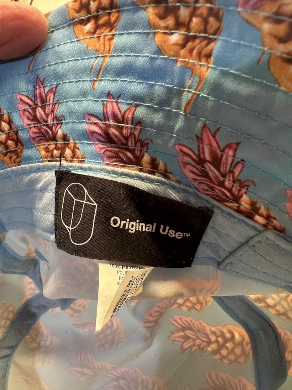Pineapple Print Bucket Hat Blue Pink