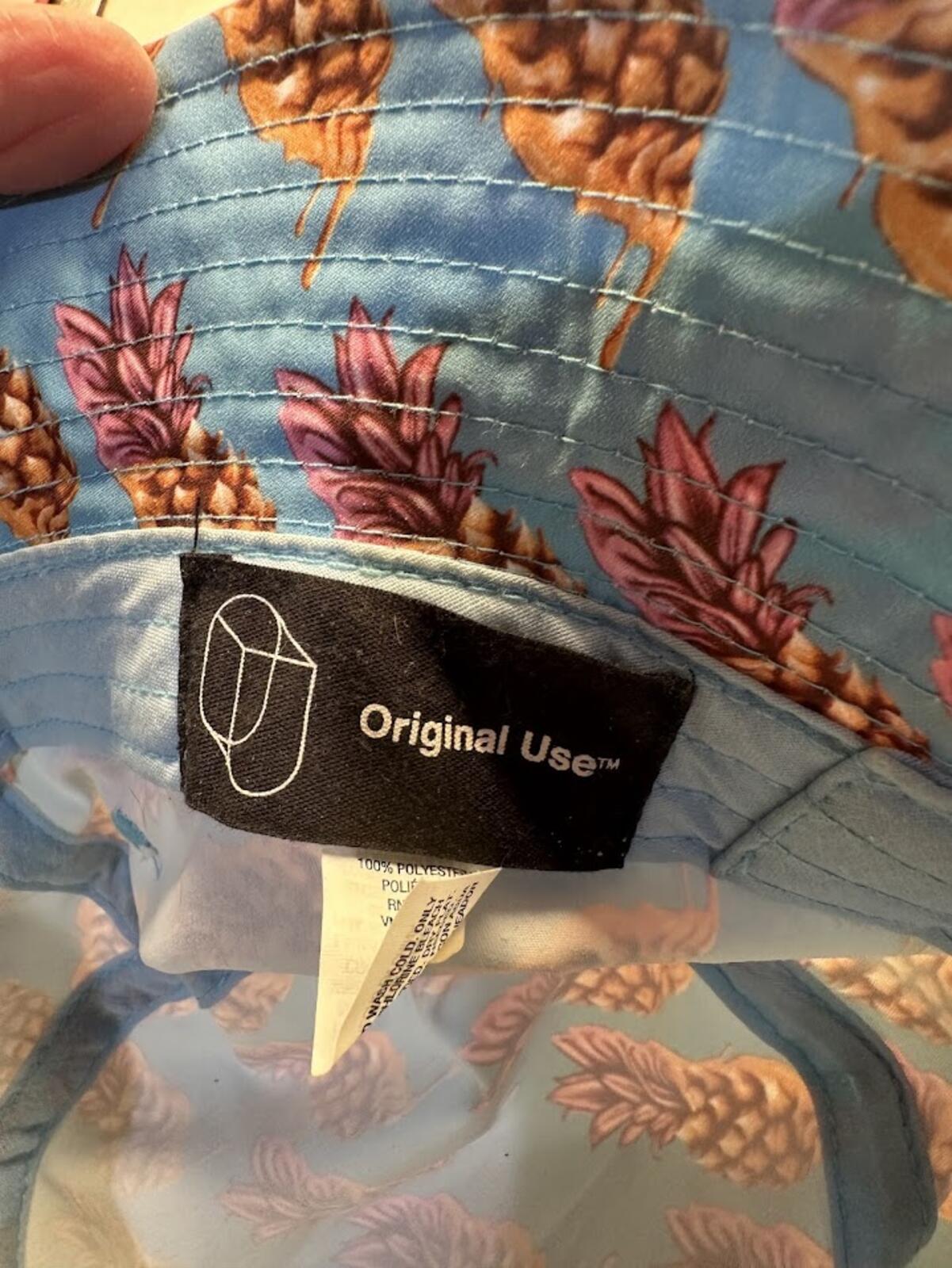 Pineapple Print Bucket Hat Blue Pink