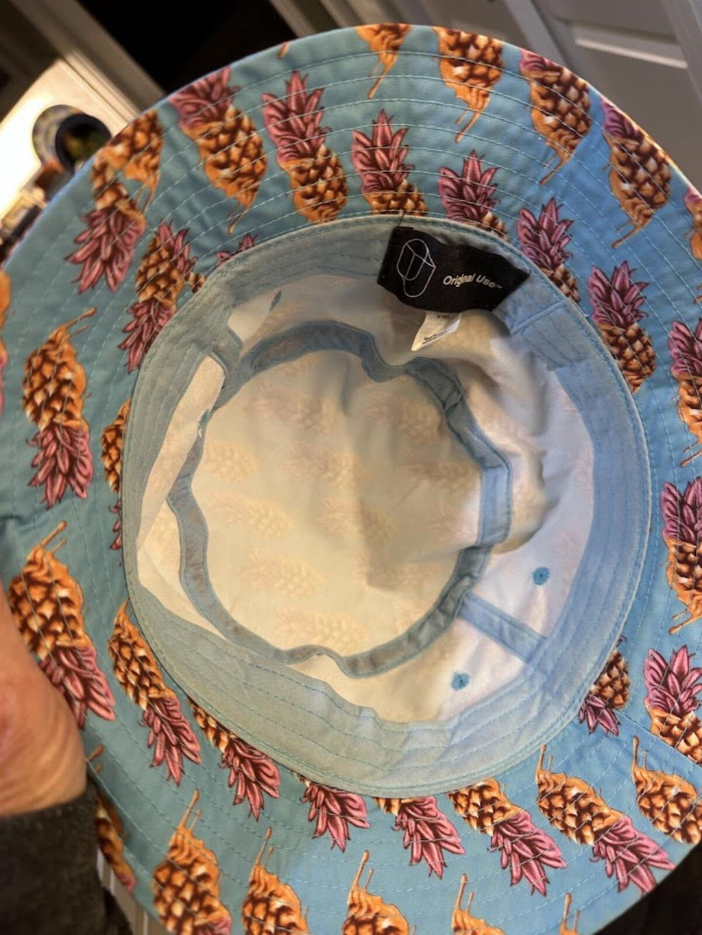 Pineapple Print Bucket Hat Blue Pink