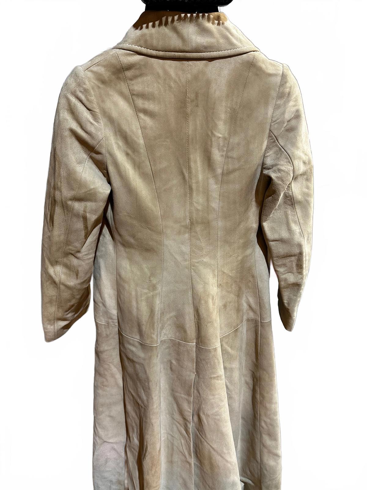 Vintage 70s Tan Suede Trench Coat w/ Paisley satin Lining