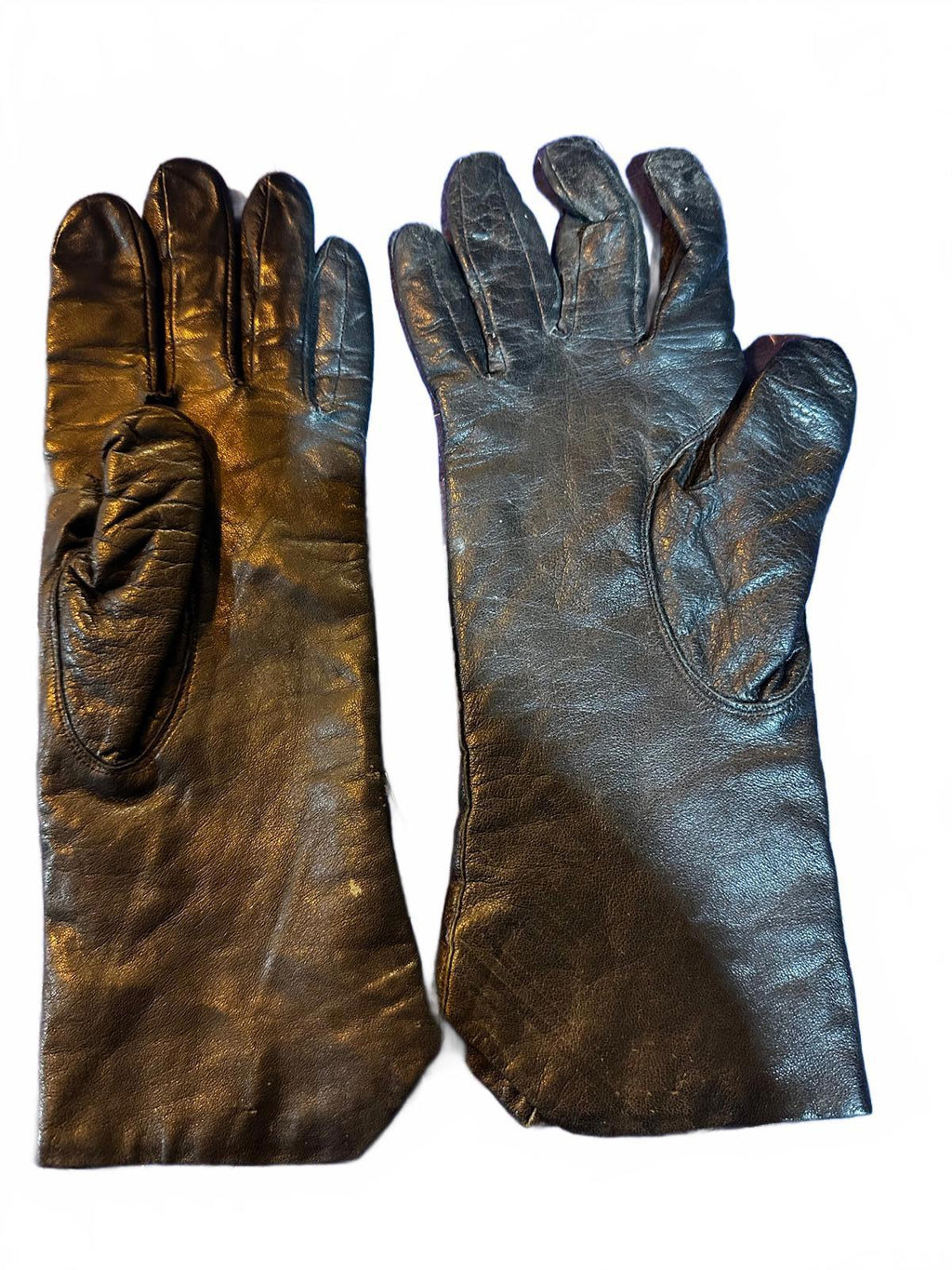 Vintage Black Leather Gauntlet Gloves Japan Size B