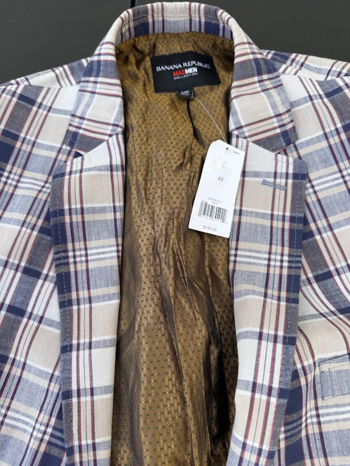 Banana Republic Plaid Blazer 44 NWT Cotton
