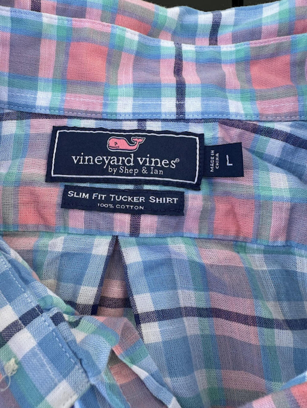 Vineyard Vines Plaid Tucker Shirt L Slim Fit