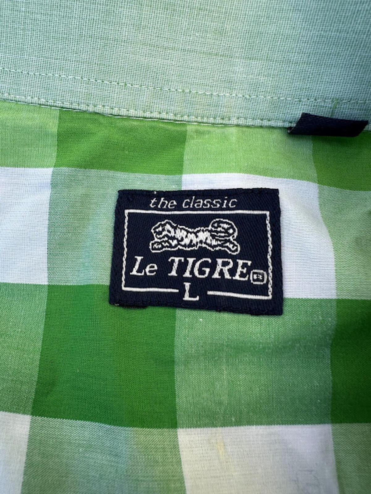 Le Tigre Check Shirt Green White L Cotton